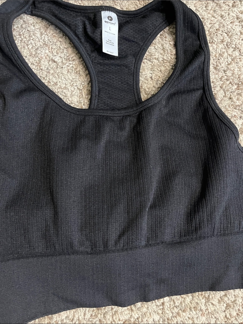 90 Degree By Reflex Ribbed Racerback Sports Bras in Mauve and Black - Picture 5 of 9